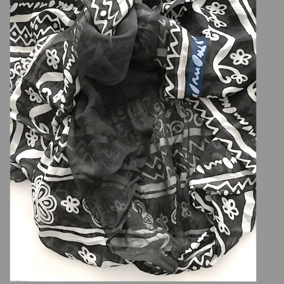 Compagnie International Express-Maxi Black and White Rayon Circle Skirt, Size M - Picture 6 of 6